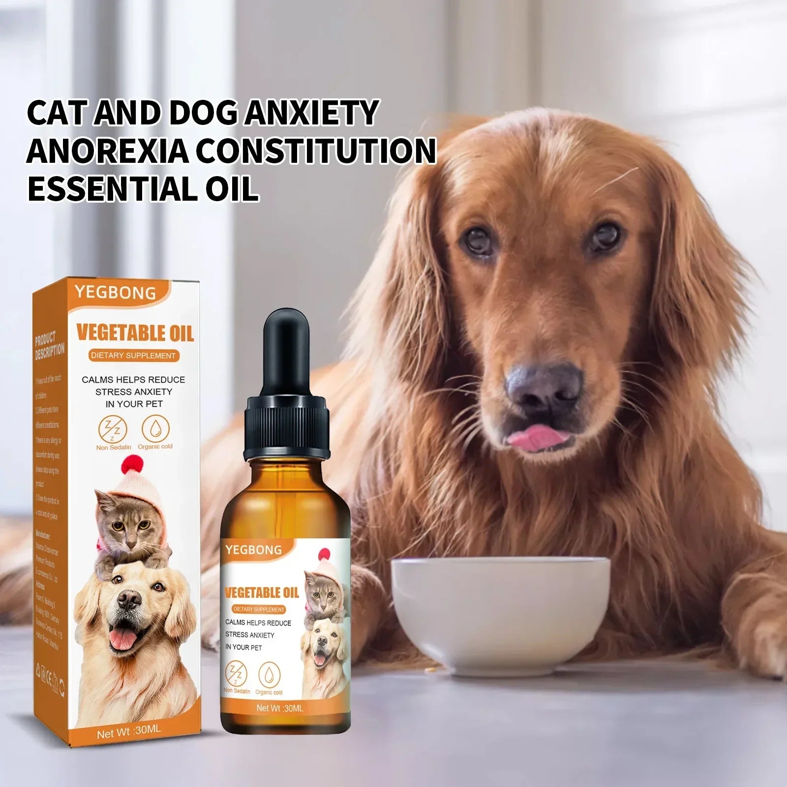 Natural Organic Calming Drops for Dogs & Cats - Pet Anxiety Relief Blend