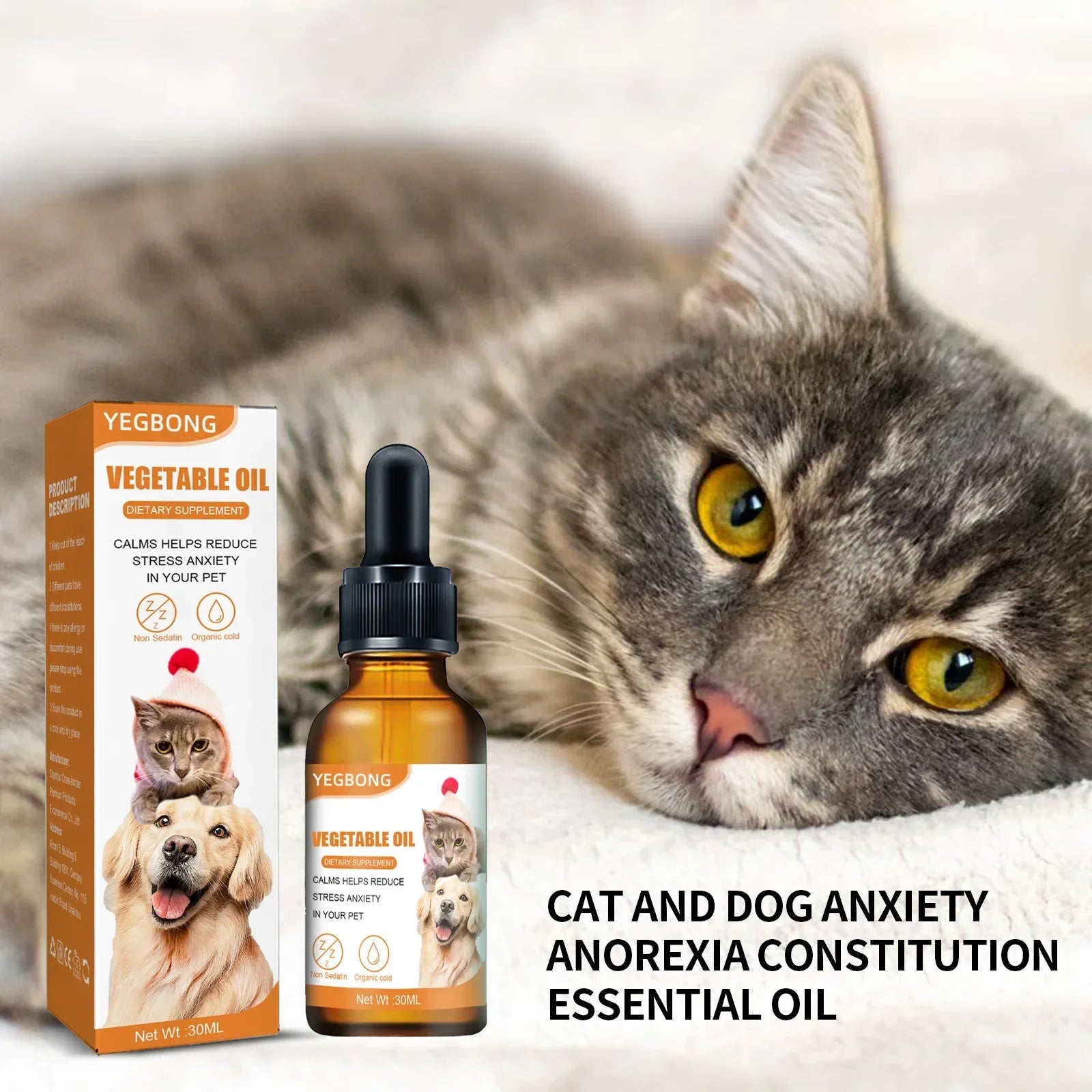 Natural Organic Calming Drops for Dogs & Cats - Pet Anxiety Relief Blend